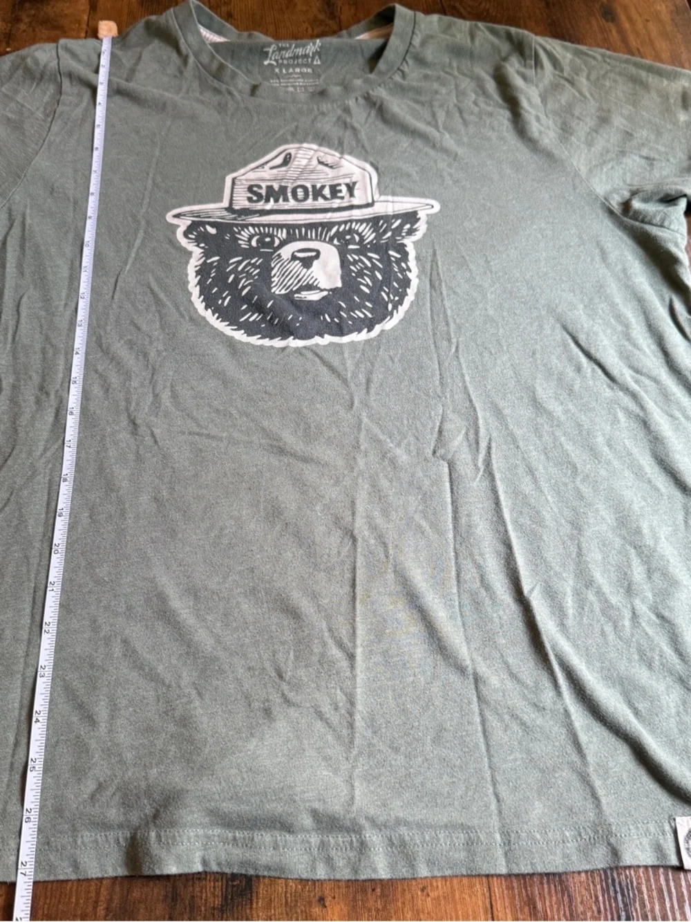 Smokey the Bear Graphic Olive Green Men's T-Shirt - Picture 5 of 5